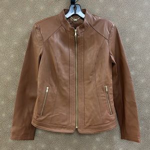 🔥🔥🔥Cole Haan Brown Leather Zip Jacket